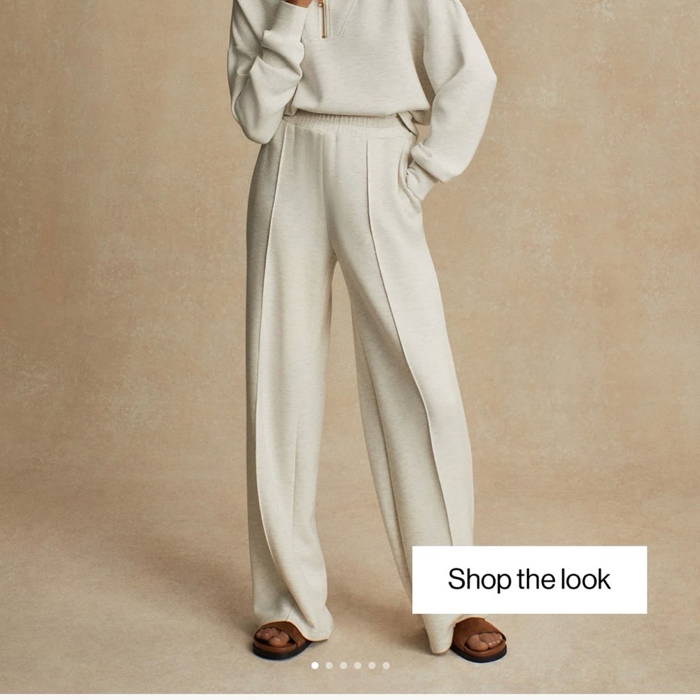 NWT Varley Cream Women's Wide Leg Pants L 30”